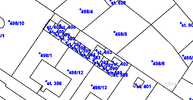 Parcela st. 403 v KÚ Sedlčánky, Katastrální mapa