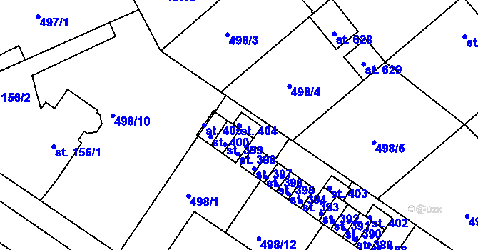 Parcela st. 404 v KÚ Sedlčánky, Katastrální mapa