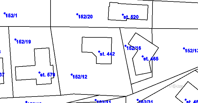 Parcela st. 442 v KÚ Sedlčánky, Katastrální mapa
