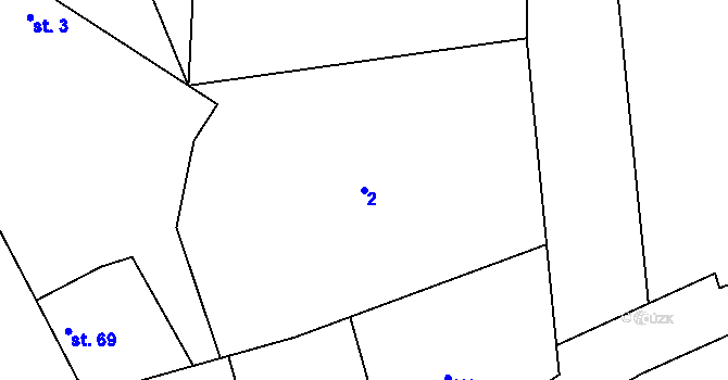 Parcela st. 2 v KÚ Sedlčánky, Katastrální mapa