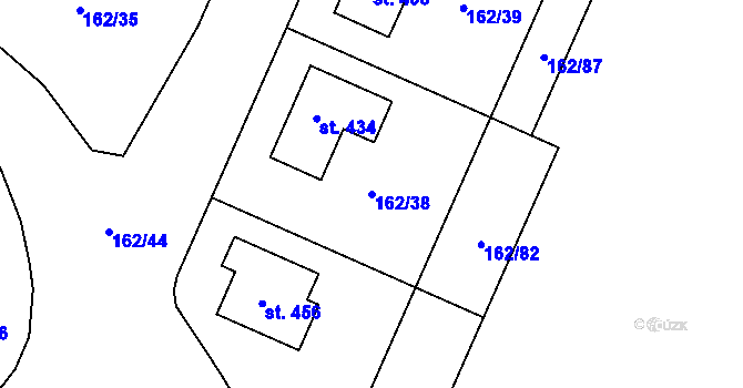 Parcela st. 162/38 v KÚ Sedlčánky, Katastrální mapa