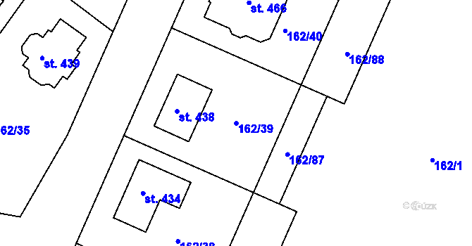 Parcela st. 162/39 v KÚ Sedlčánky, Katastrální mapa