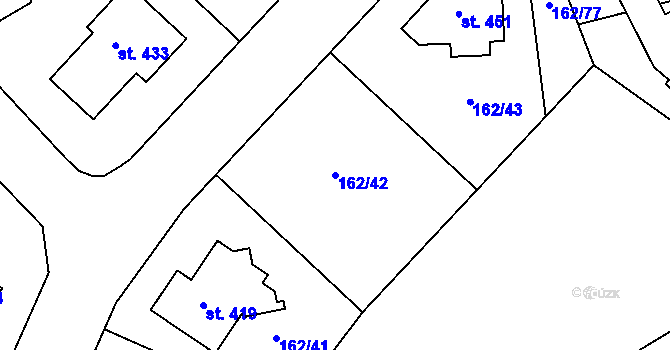 Parcela st. 162/42 v KÚ Sedlčánky, Katastrální mapa