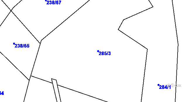 Parcela st. 285/3 v KÚ Sedlčánky, Katastrální mapa