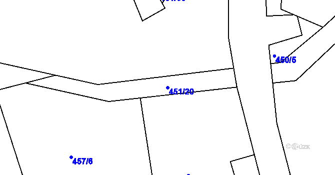 Parcela st. 451/20 v KÚ Sedlčánky, Katastrální mapa