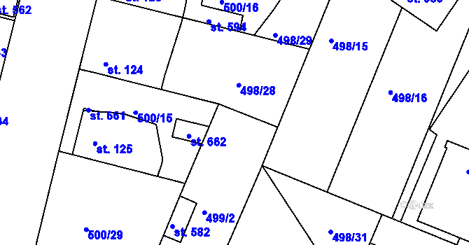 Parcela st. 498/27 v KÚ Sedlčánky, Katastrální mapa