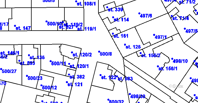 Parcela st. 500/8 v KÚ Sedlčánky, Katastrální mapa