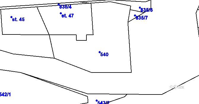 Parcela st. 540 v KÚ Sedlčánky, Katastrální mapa