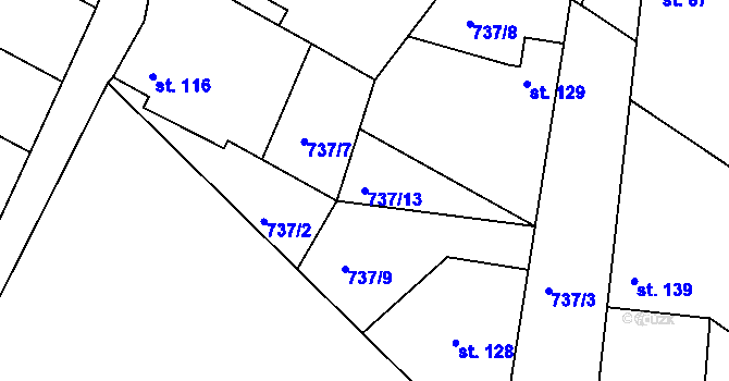Parcela st. 737/13 v KÚ Sedlčánky, Katastrální mapa