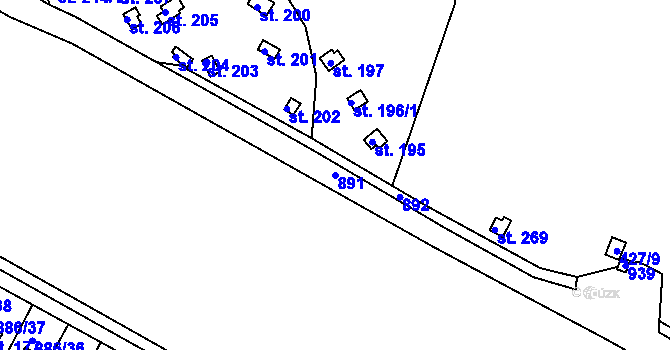 Parcela st. 891 v KÚ Sedlčánky, Katastrální mapa