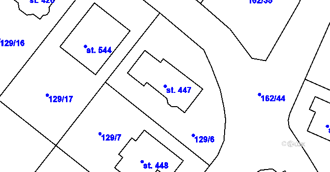 Parcela st. 447 v KÚ Sedlčánky, Katastrální mapa