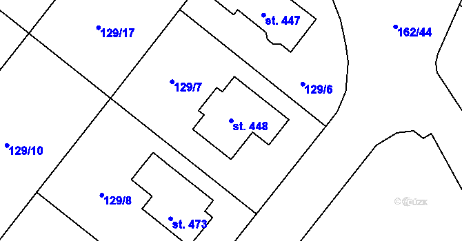 Parcela st. 448 v KÚ Sedlčánky, Katastrální mapa