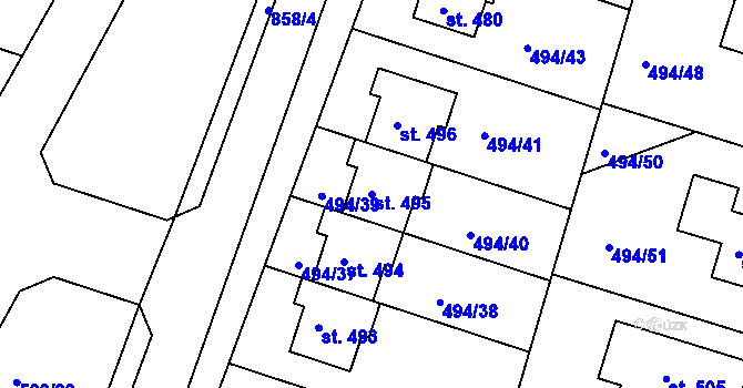 Parcela st. 495 v KÚ Sedlčánky, Katastrální mapa