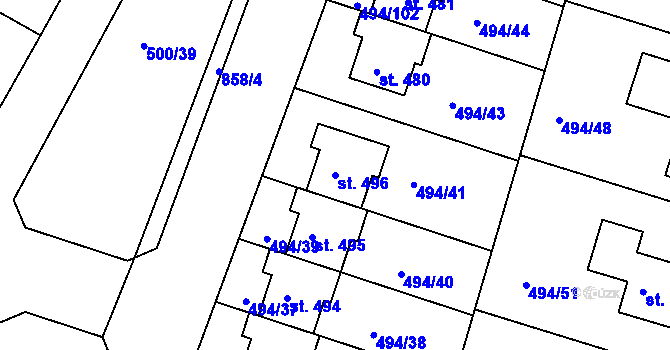 Parcela st. 496 v KÚ Sedlčánky, Katastrální mapa