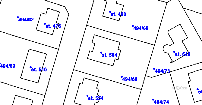 Parcela st. 504 v KÚ Sedlčánky, Katastrální mapa