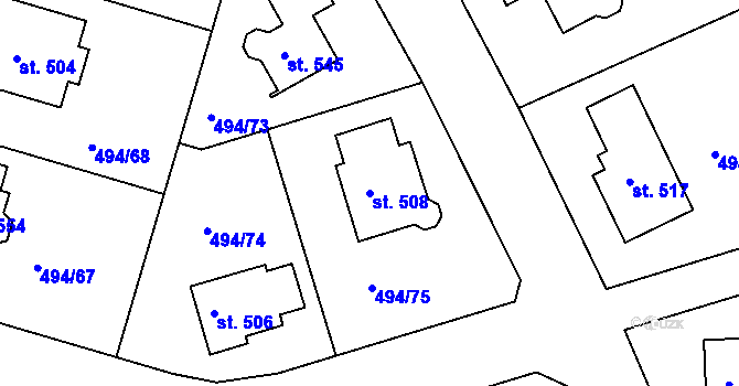 Parcela st. 508 v KÚ Sedlčánky, Katastrální mapa