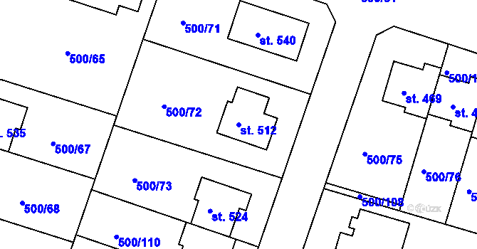 Parcela st. 512 v KÚ Sedlčánky, Katastrální mapa