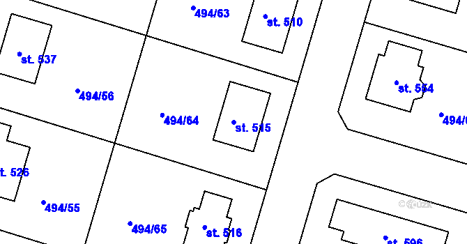 Parcela st. 515 v KÚ Sedlčánky, Katastrální mapa