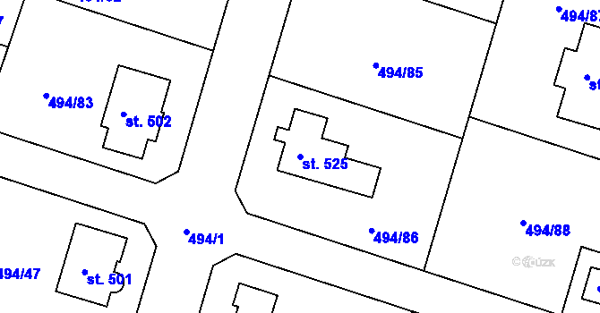 Parcela st. 525 v KÚ Sedlčánky, Katastrální mapa