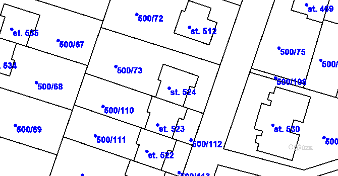 Parcela st. 524 v KÚ Sedlčánky, Katastrální mapa