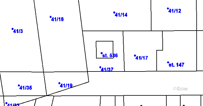 Parcela st. 536 v KÚ Sedlčánky, Katastrální mapa