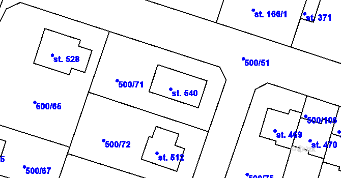 Parcela st. 540 v KÚ Sedlčánky, Katastrální mapa