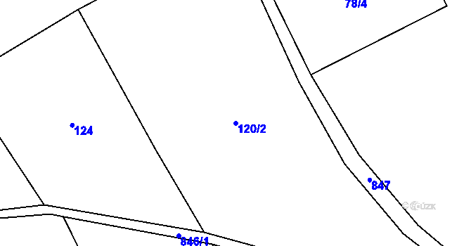 Parcela st. 120/2 v KÚ Sedlčánky, Katastrální mapa