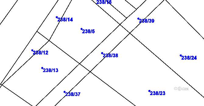 Parcela st. 238/38 v KÚ Sedlčánky, Katastrální mapa