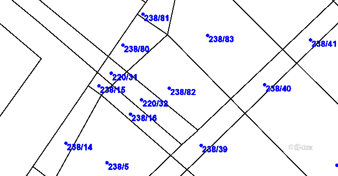 Parcela st. 238/82 v KÚ Sedlčánky, Katastrální mapa
