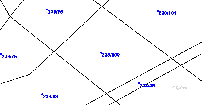 Parcela st. 238/100 v KÚ Sedlčánky, Katastrální mapa