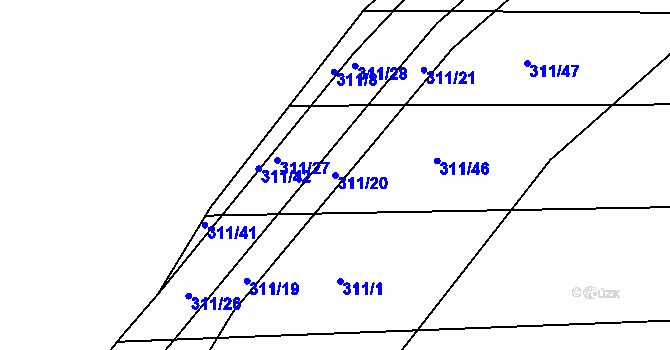 Parcela st. 311/20 v KÚ Sedlčánky, Katastrální mapa