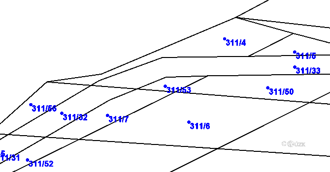 Parcela st. 311/53 v KÚ Sedlčánky, Katastrální mapa