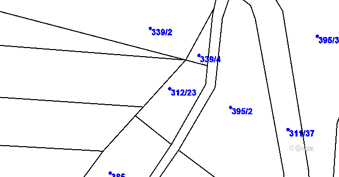Parcela st. 312/23 v KÚ Sedlčánky, Katastrální mapa