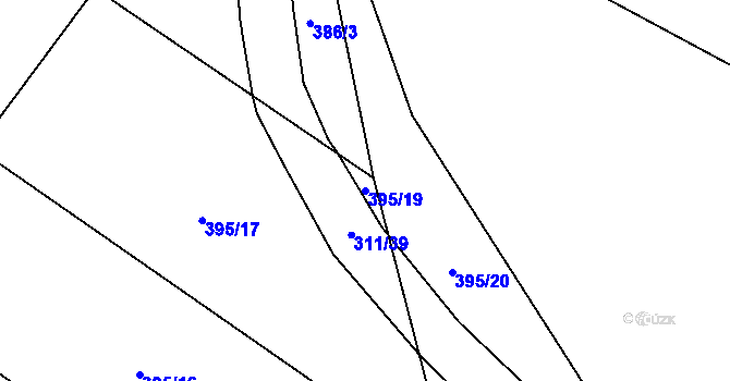 Parcela st. 395/19 v KÚ Sedlčánky, Katastrální mapa