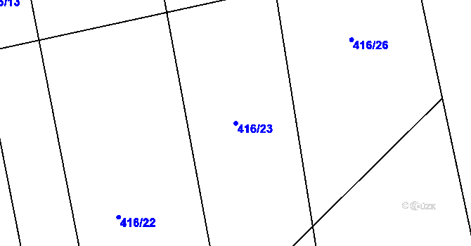 Parcela st. 416/23 v KÚ Sedlčánky, Katastrální mapa