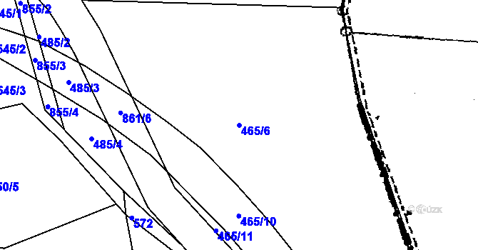 Parcela st. 465/6 v KÚ Sedlčánky, Katastrální mapa