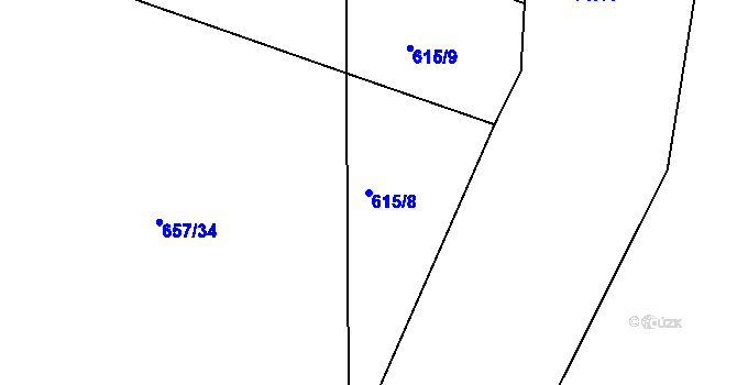 Parcela st. 615/8 v KÚ Sedlčánky, Katastrální mapa