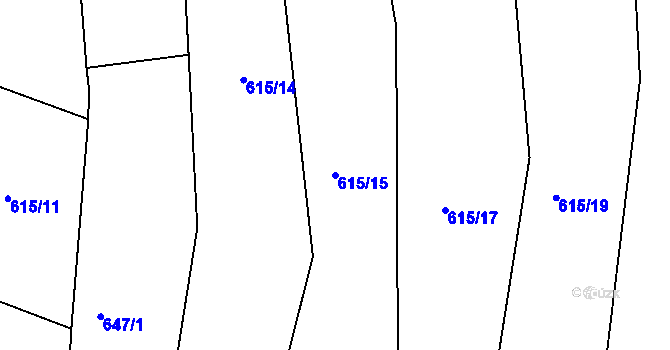Parcela st. 615/15 v KÚ Sedlčánky, Katastrální mapa