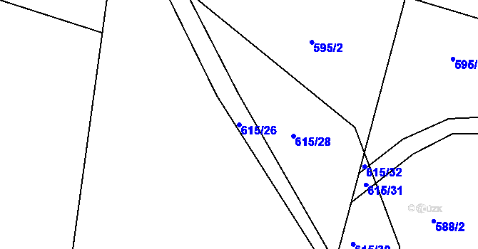 Parcela st. 615/26 v KÚ Sedlčánky, Katastrální mapa