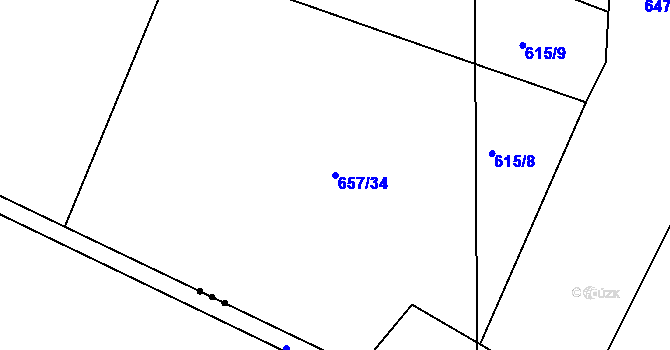 Parcela st. 657/34 v KÚ Sedlčánky, Katastrální mapa