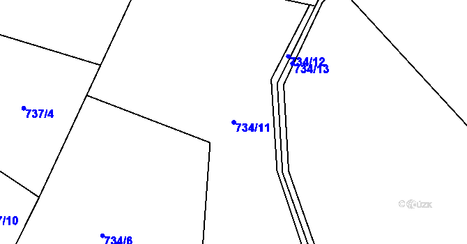 Parcela st. 734/11 v KÚ Sedlčánky, Katastrální mapa