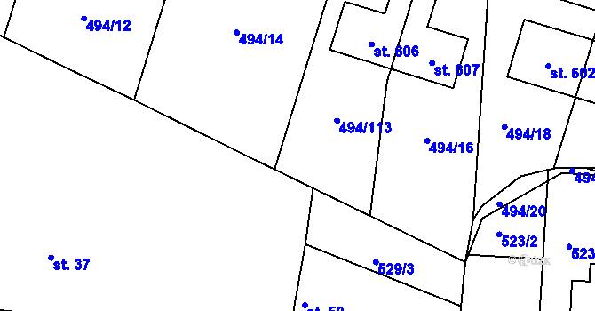 Parcela st. 494/114 v KÚ Sedlčánky, Katastrální mapa