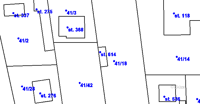 Parcela st. 614 v KÚ Sedlčánky, Katastrální mapa