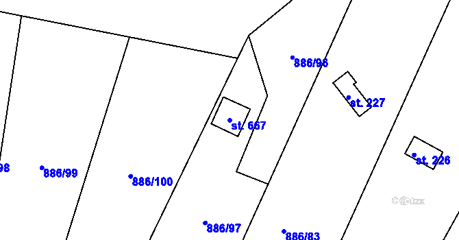 Parcela st. 667 v KÚ Sedlčánky, Katastrální mapa