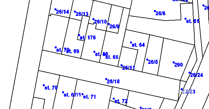 Parcela st. 65 v KÚ Záluží u Čelákovic, Katastrální mapa