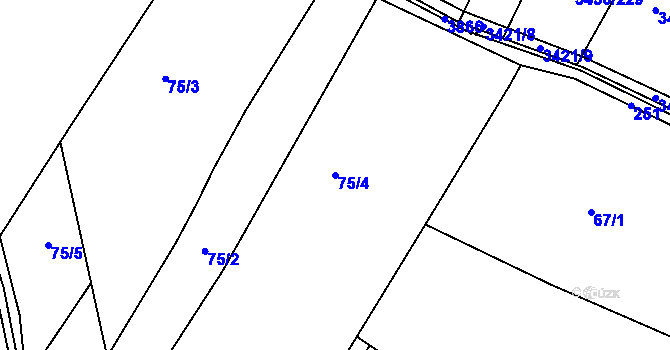 Parcela st. 75/4 v KÚ Záluží u Čelákovic, Katastrální mapa
