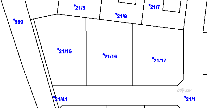 Parcela st. 21/16 v KÚ Záluží u Čelákovic, Katastrální mapa