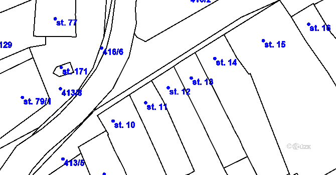Parcela st. 12 v KÚ Čelčice, Katastrální mapa