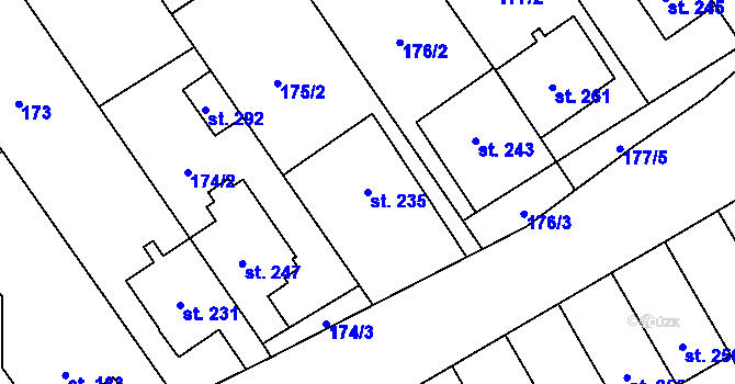 Parcela st. 235 v KÚ Čelčice, Katastrální mapa