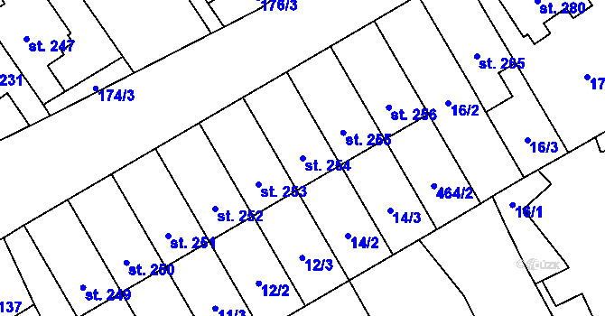 Parcela st. 254 v KÚ Čelčice, Katastrální mapa